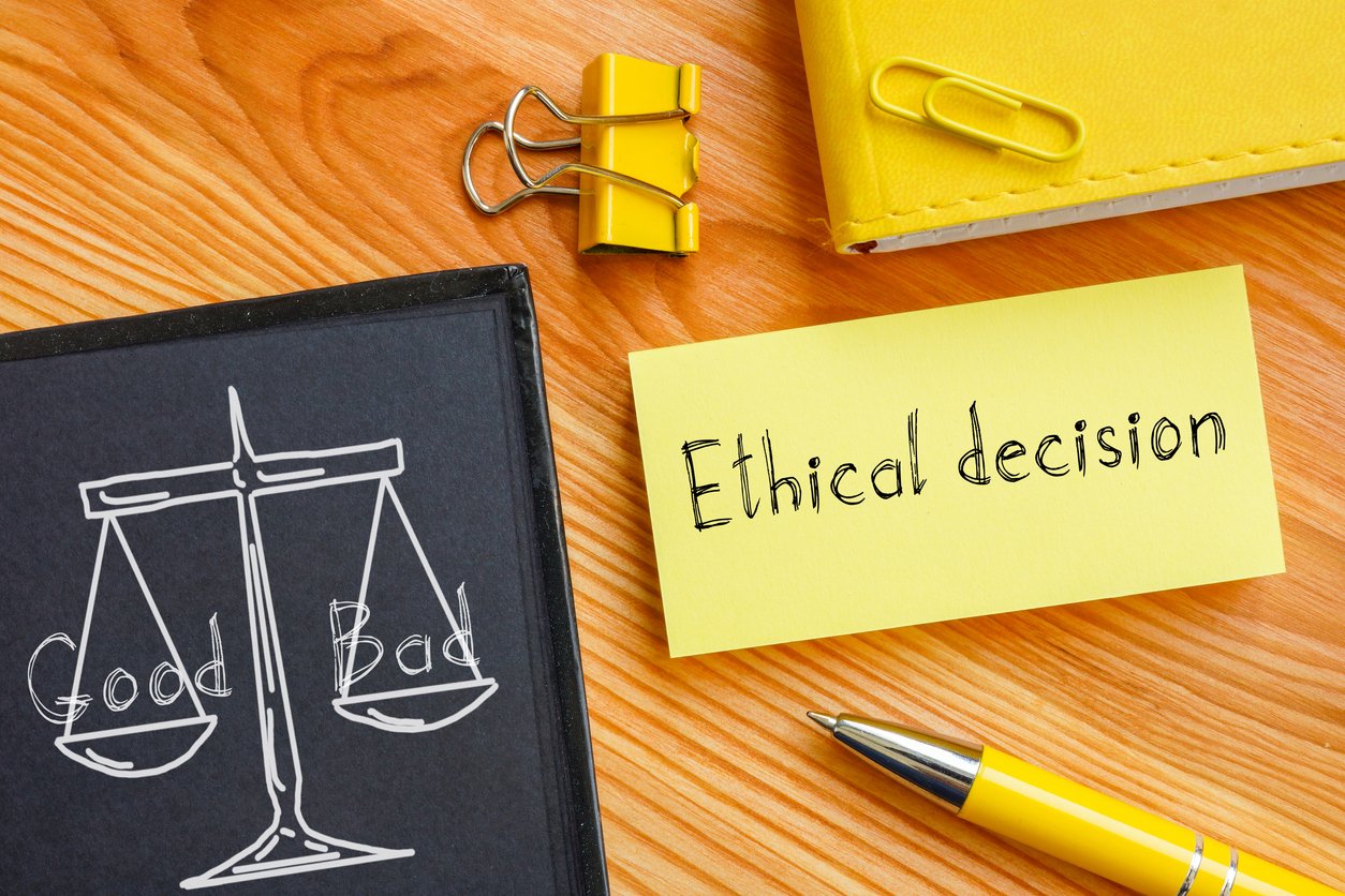 Weighing-up the good and bad when making an ethical decision.