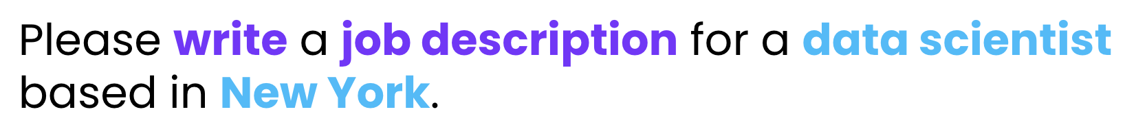 The verb, write, is highlighted, as ChatGPT begins to understand the prompt.