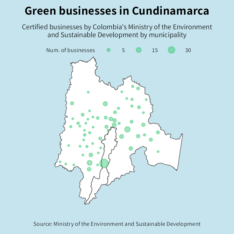 Map of the distribution of green businesses