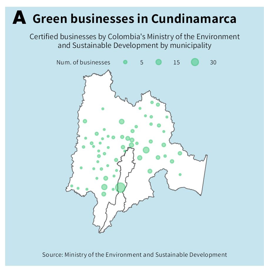 Map of the distribution of green businesses
