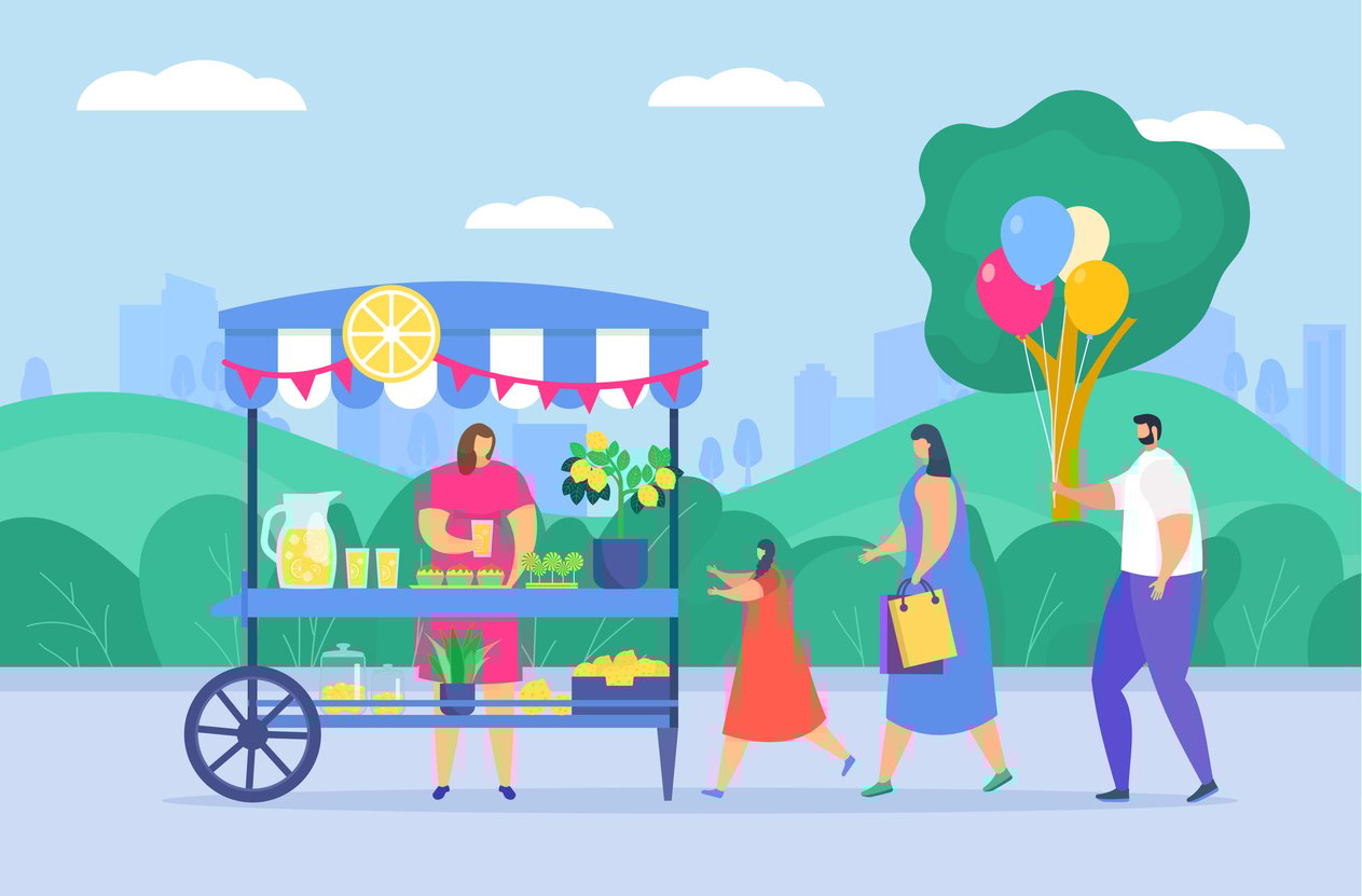 Lemonade and juice store in a new location