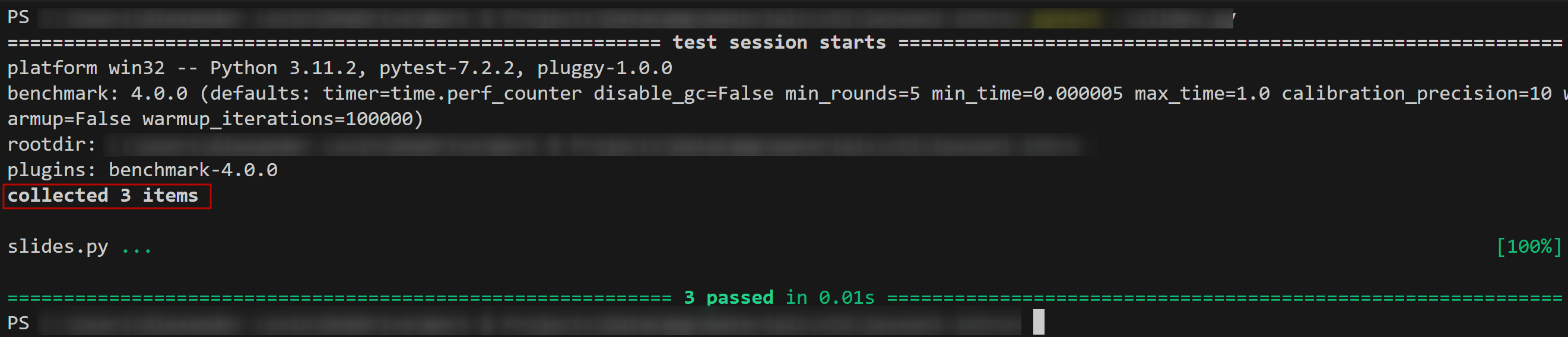 test output example - collected highligted