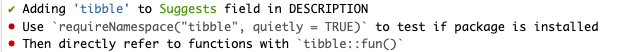 tibble Suggests output