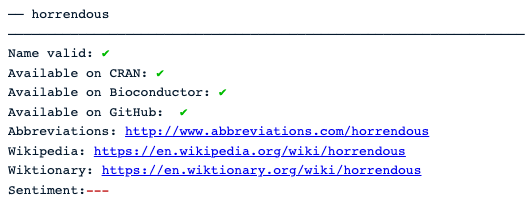 horrendous checking output