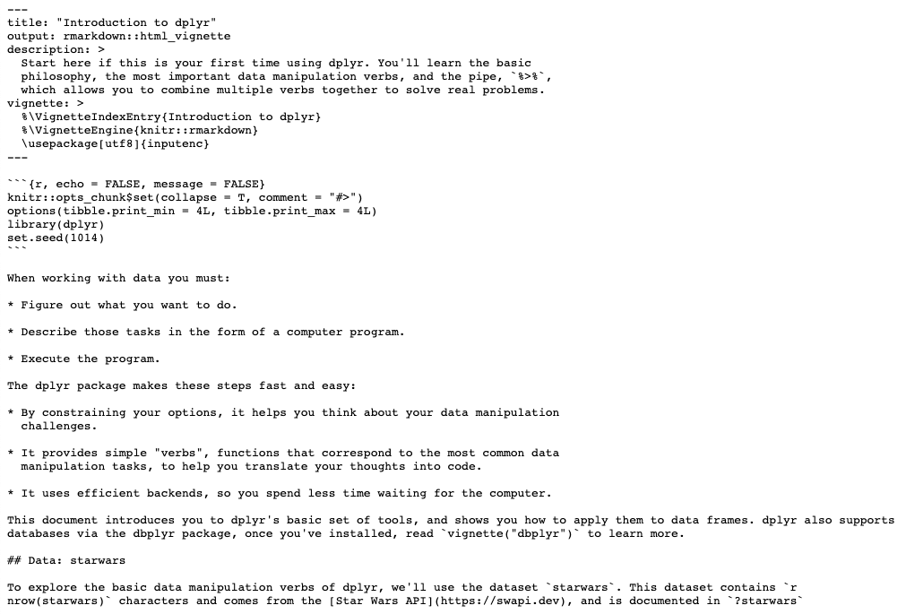 source code of vignette