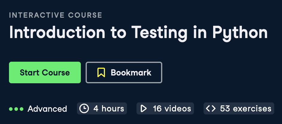 Testing in Python course cover page