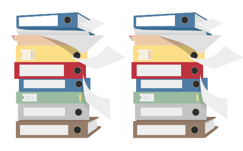 Two stack of overflowing folders to symbolize large data