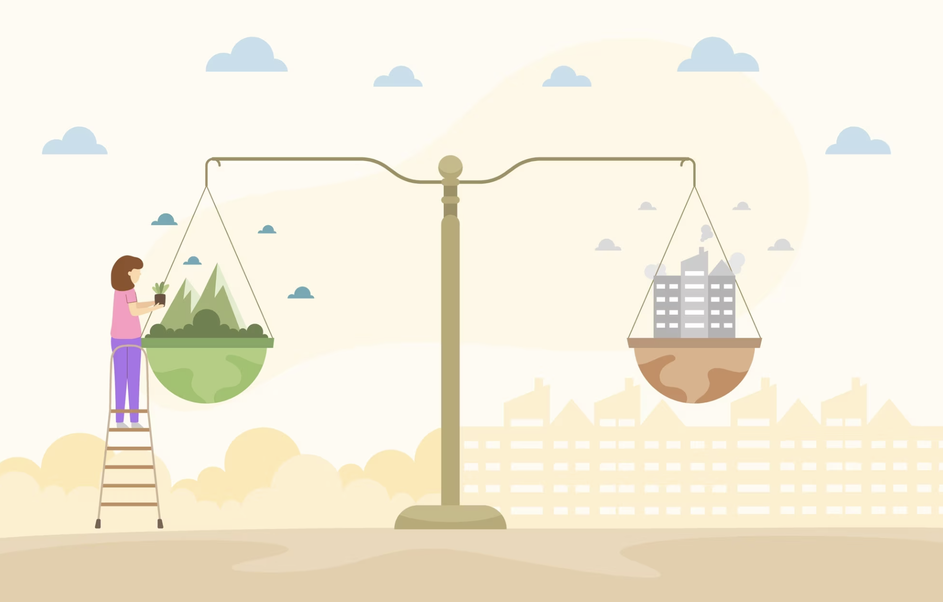 Image depicting the balance between environmental cost and technological innovation