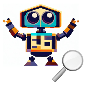 Image of a cartoon robot with a magnifying glass