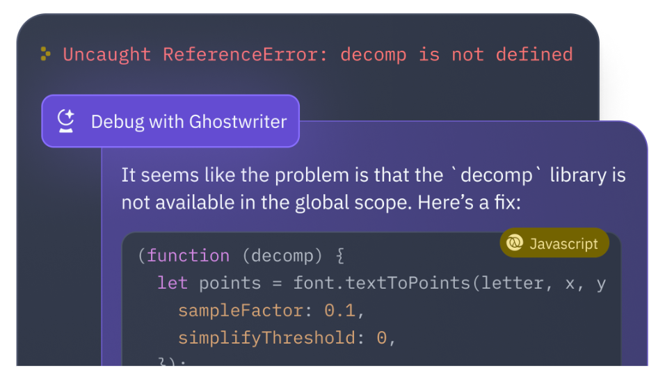 A screenshot of a code-generating AI