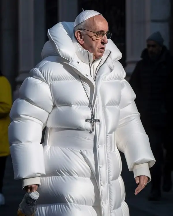 AI-generated image of pope in puffer jacket
