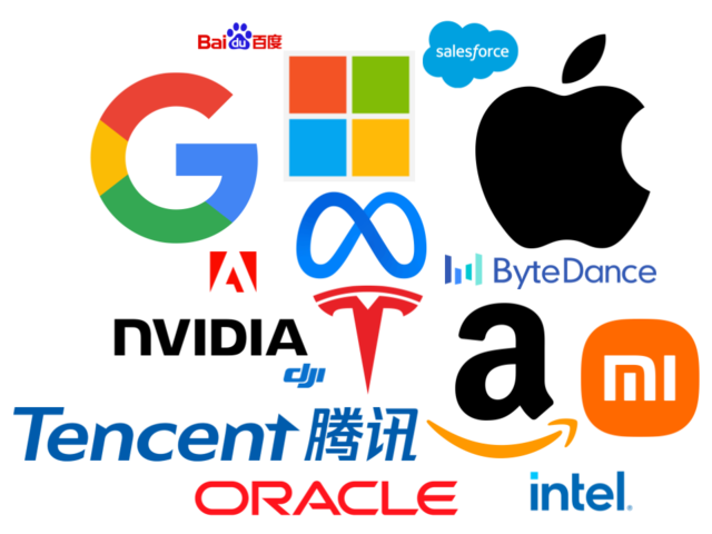 Logos of major technology companies