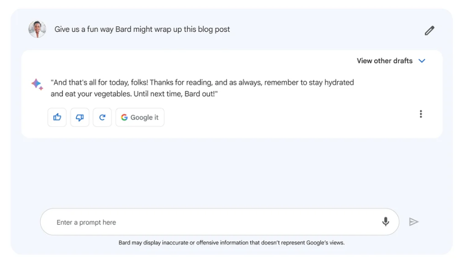 Image of Google's Bard chatbot