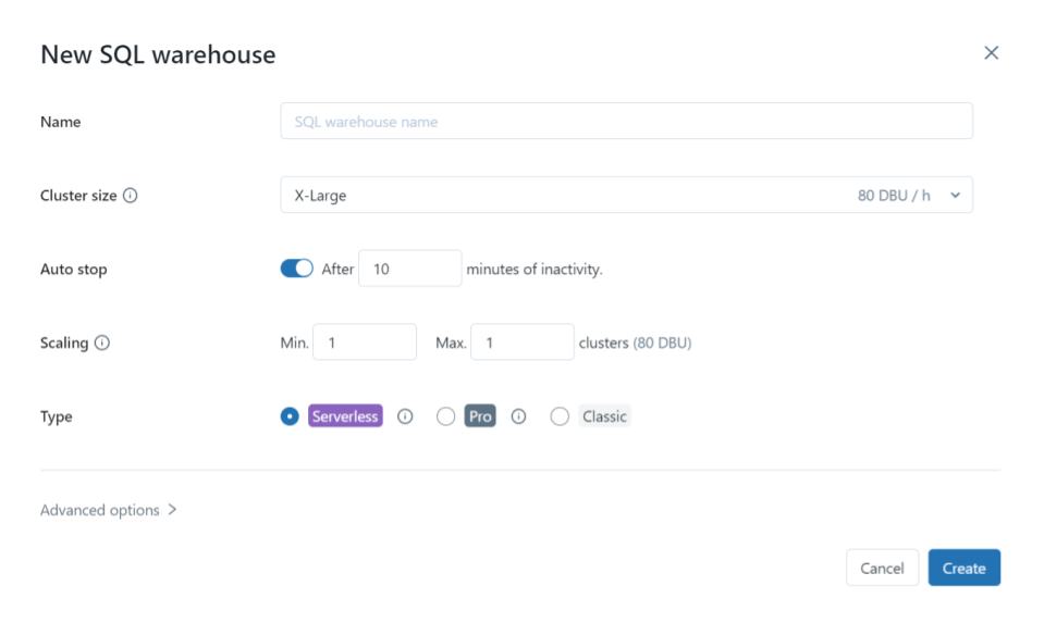 SQL Warehouse UI