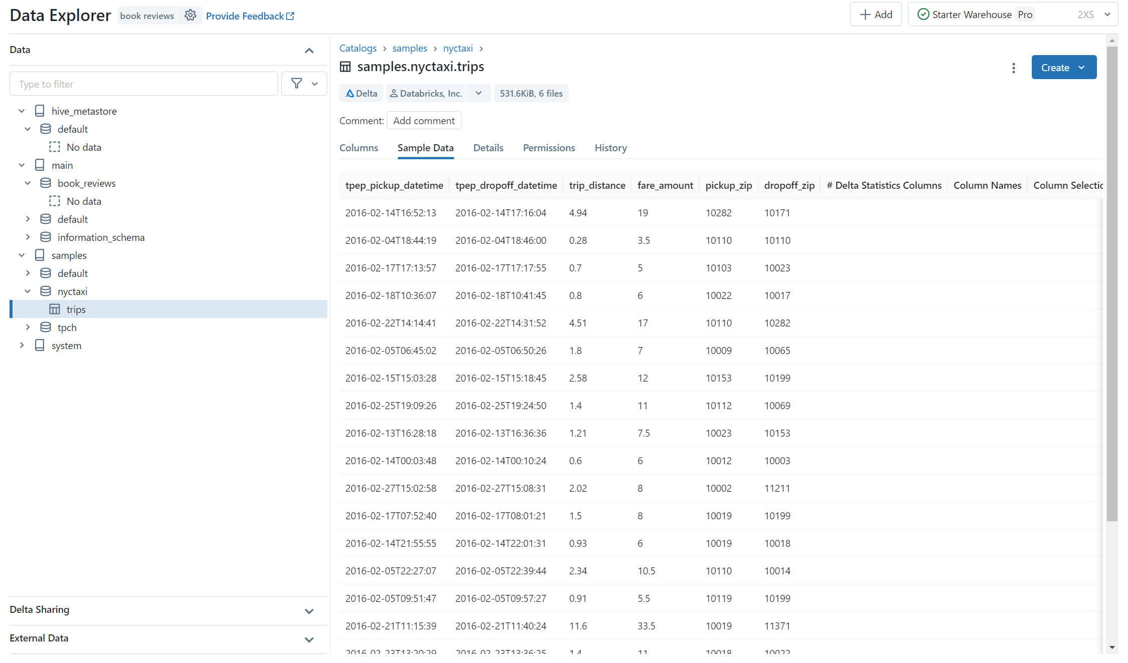 Explorador de datos UI