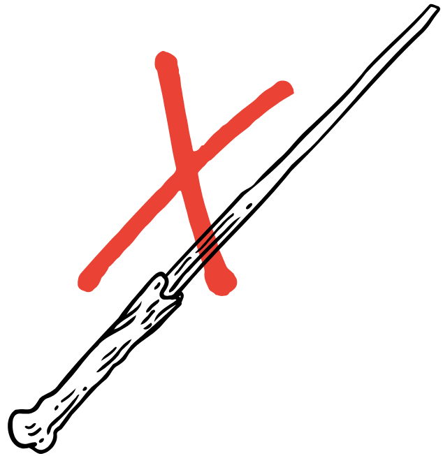 An icon illustrating that AI isn't a responsibility-evading "magic wand."