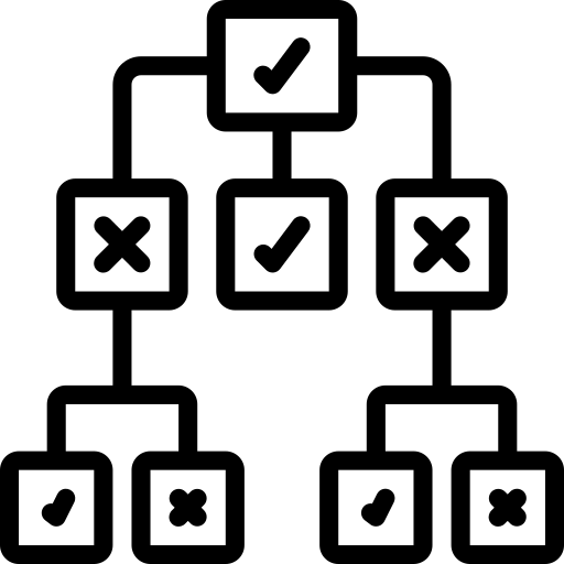An icon illustrating decision-tree.