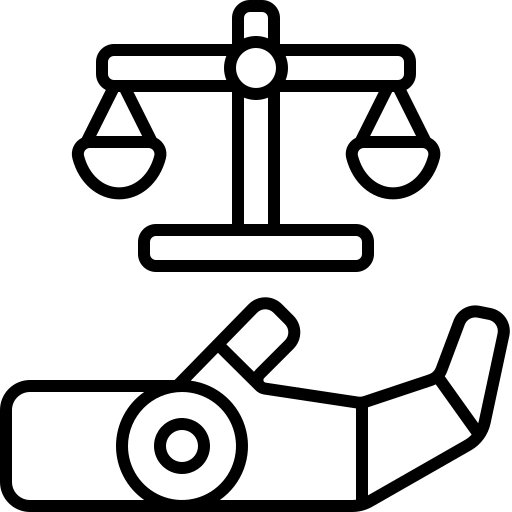 An AI icon with a balance scale.