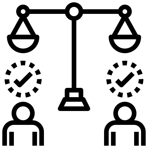 A icon of a balance scale, symbolizing the principle of fairness.
