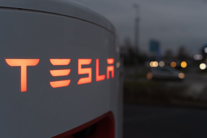 An image of the Tesla logo.