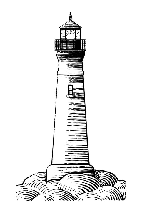 A large image of a lighthouse (as a metaphor for the guiding beacon)