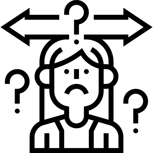 Ein Symbol, das ein zögerndes Mädchen darstellt