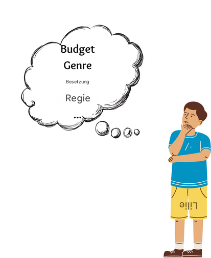 Eine Person, die über Spielfilme nachdenkt, einschließlich Budget, Genre, Besetzung und Regisseur
