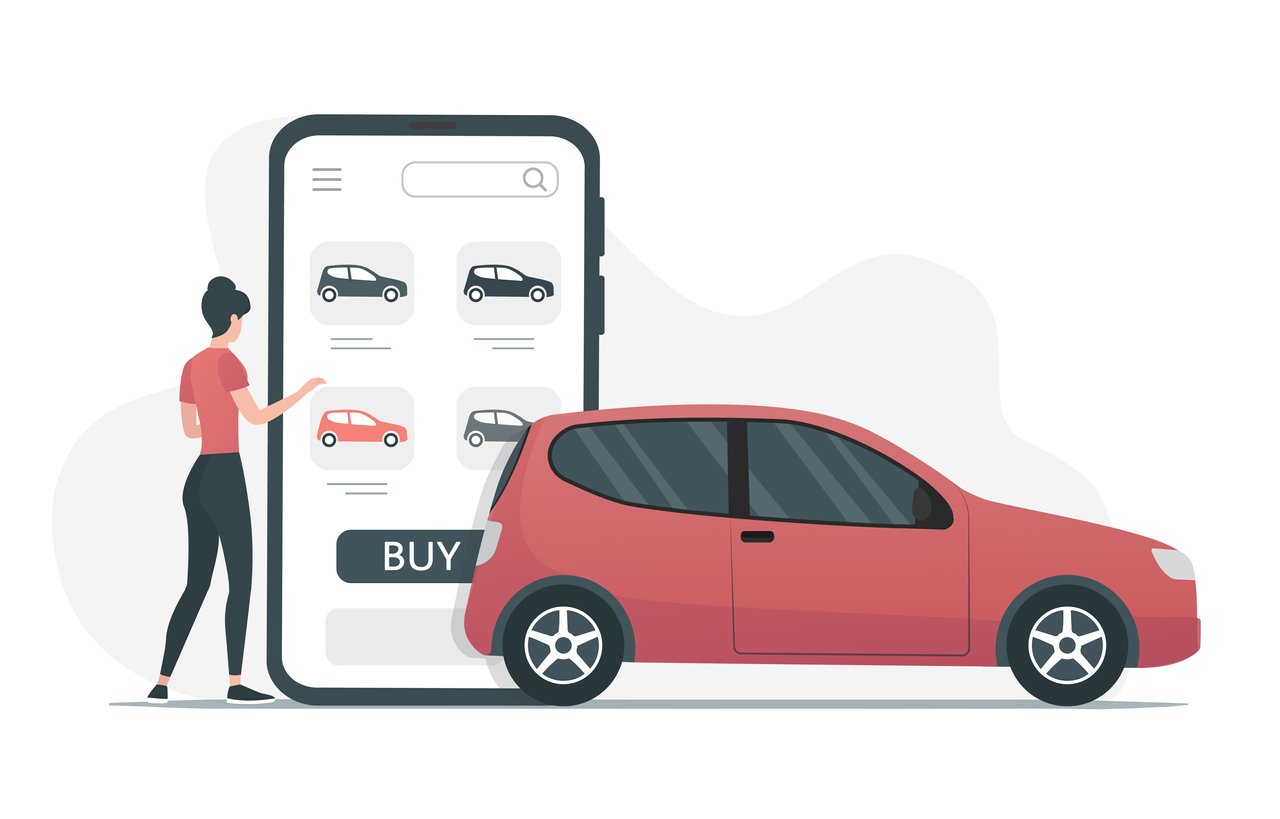 A person interacting with an interface for ordering cars.