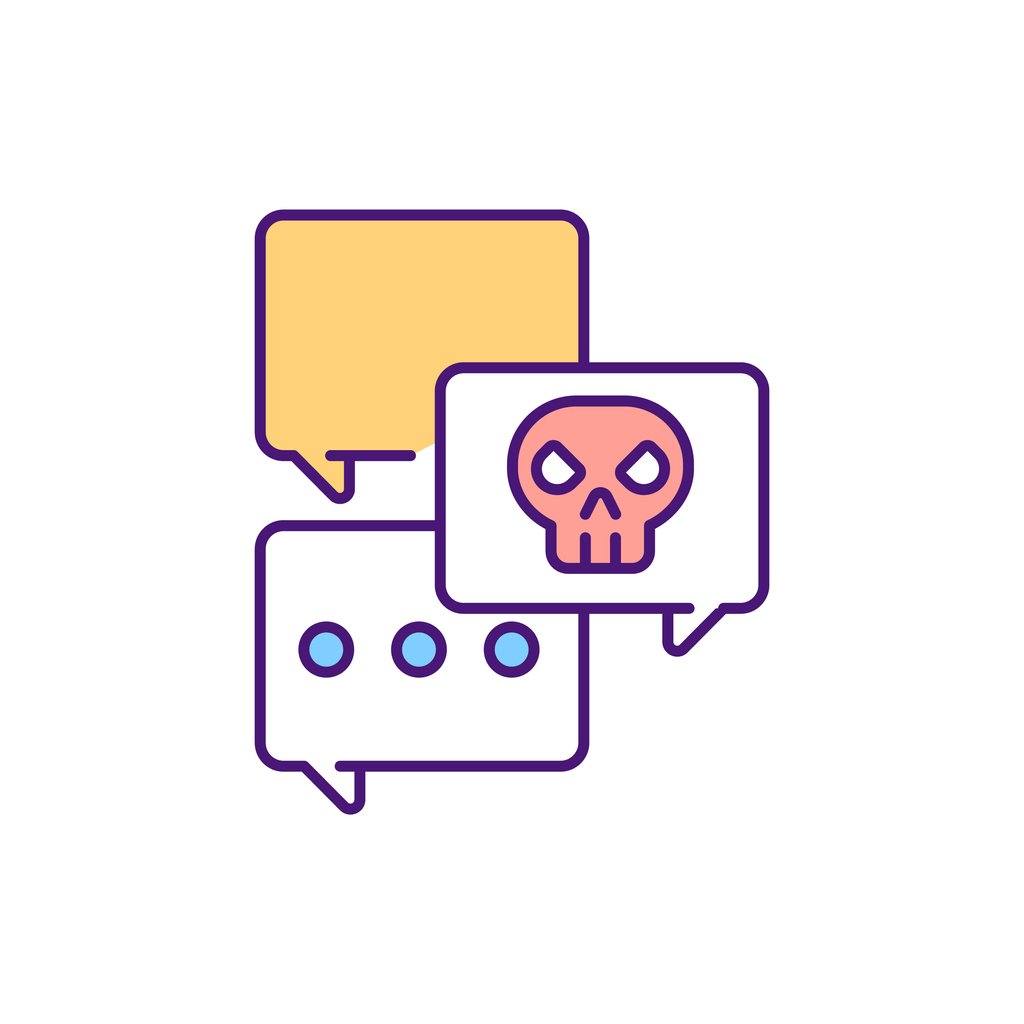 Speech icons depicting malicious content.