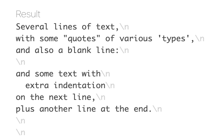 Output of the text written in YAML literal multiline style with keep chomping. The latter doesn't remove any newlines at the end.