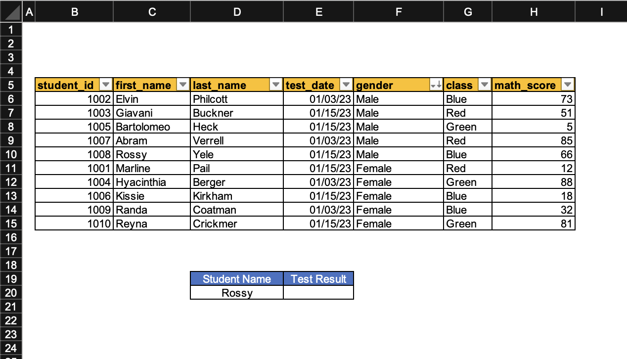 Lookups And PivotTables Excel   CH4 Student Data 