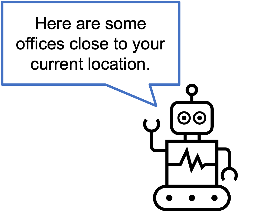 Chatbot suggesting a location.