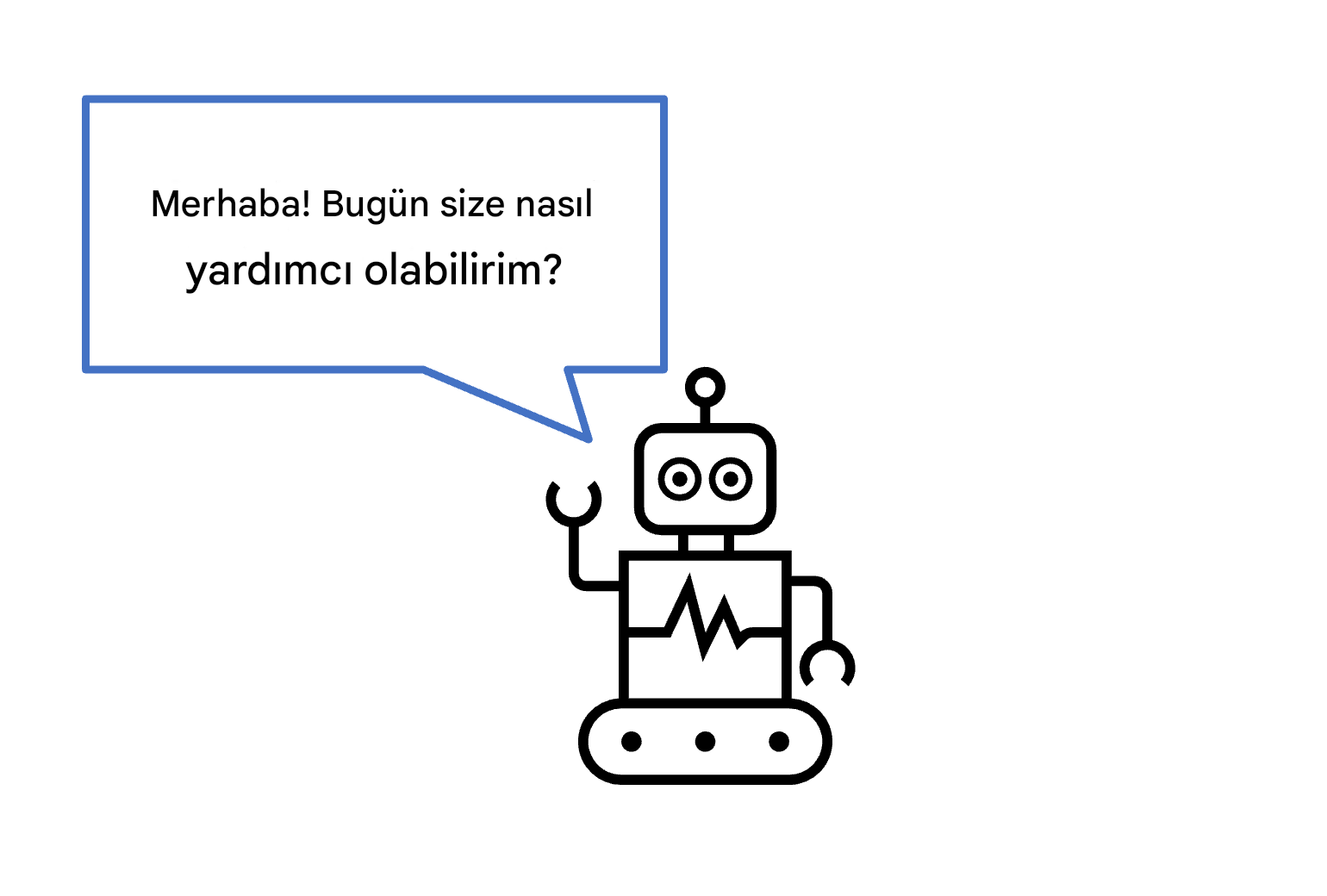 Bugün size yardımcı olacağını söyleyen bir robot.
