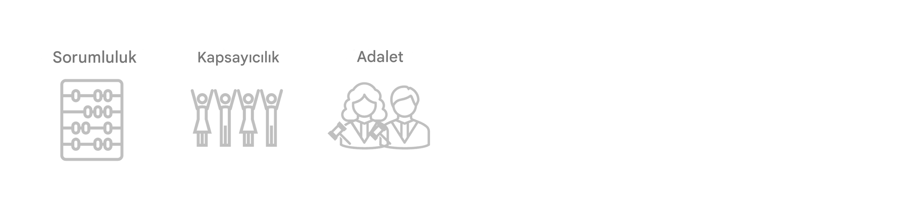 Üzerinde "Adillik" yazılı iki yargıç.