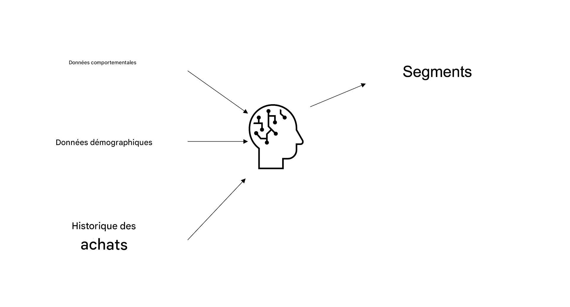 Les données comportementales, démographiques et d'historiques d'achat sont utilisées dans l'IA pour créer des segments