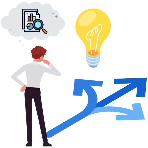 Person making decisions based on data