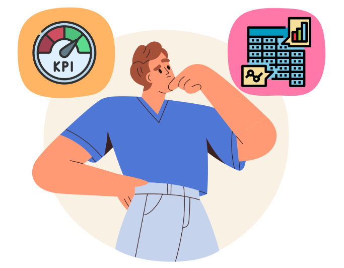 Man looking at two options