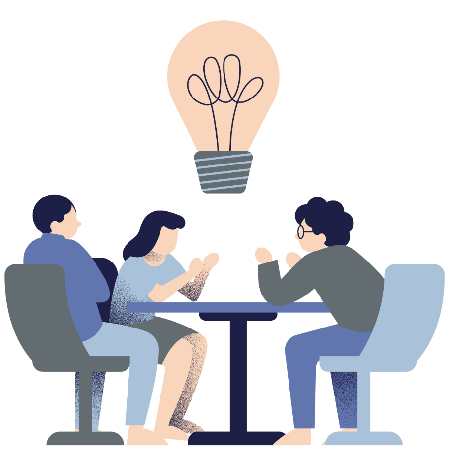 People sharing ideas to form analytical questions