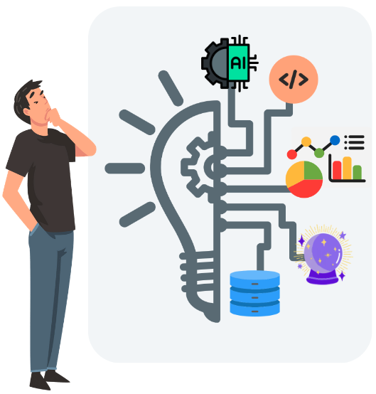 Man looking at advanced analytics solutions
