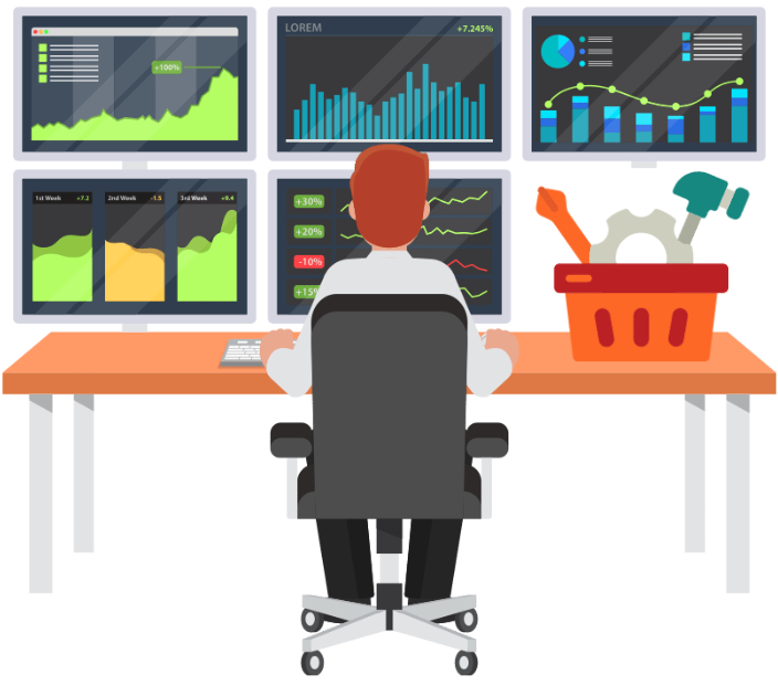 Person working with tools and technologies