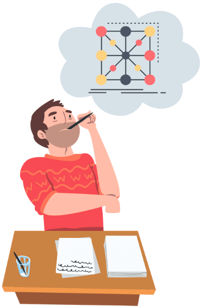 Person thinking about a framework