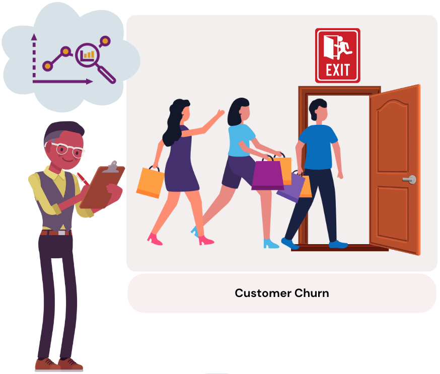 Person analyzing customer churn