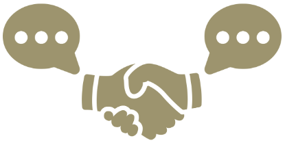 Handshake with communication icons