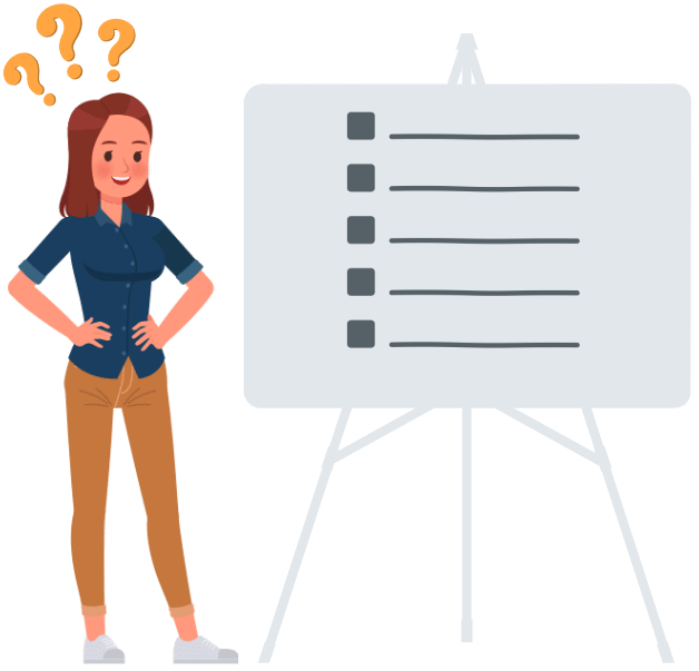 Woman looking at a list of questions