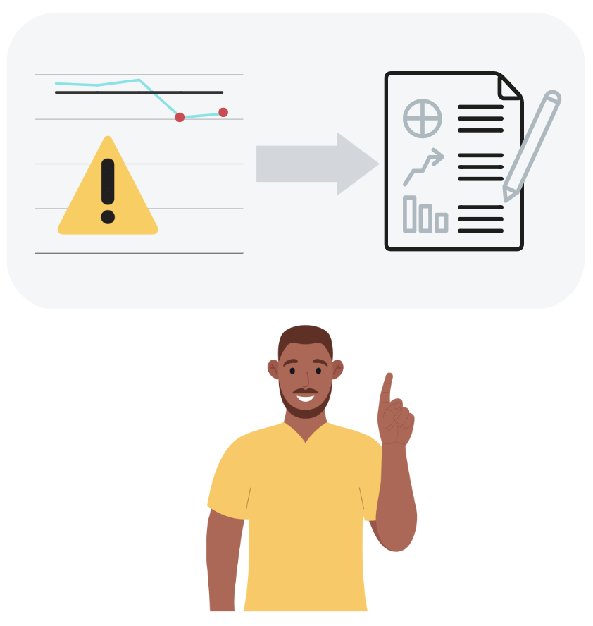 Man showing the translation of business problems to analytical questions