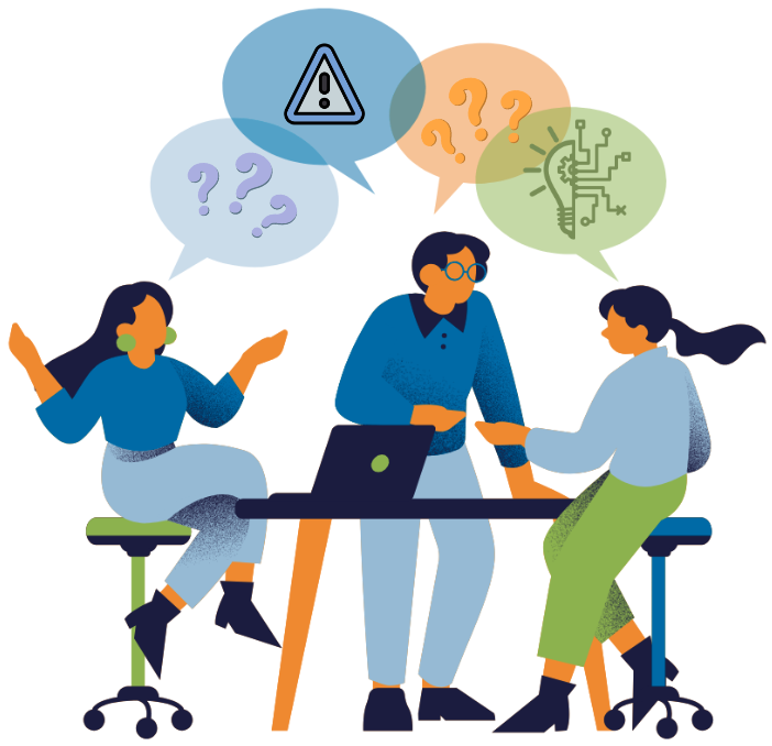 Business team collaborates with data expert