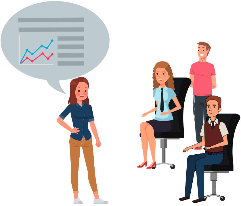 Woman telling a data story to audience