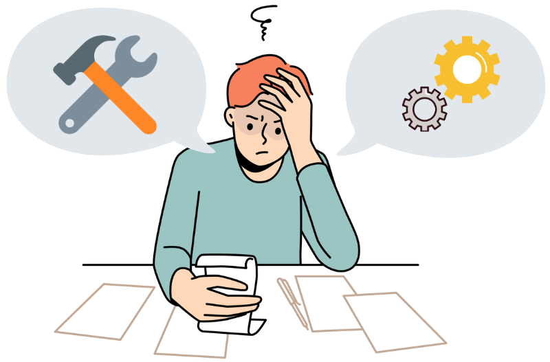 Person thinking about tools