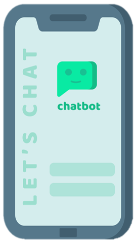 Icon representing a chatbot on a mobile phone.