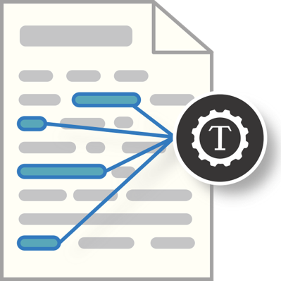 Icon showing how entity extraction is about extracting specific entities from a given text